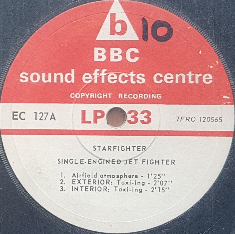 EC 127A Starfighter - Single-engined jet fighter Not registered from the BBC records and Tapes library Label